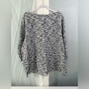 Talbots sweater Womans 2XL Tight Knit Scoop Cropped Sleeves Laced Metallic